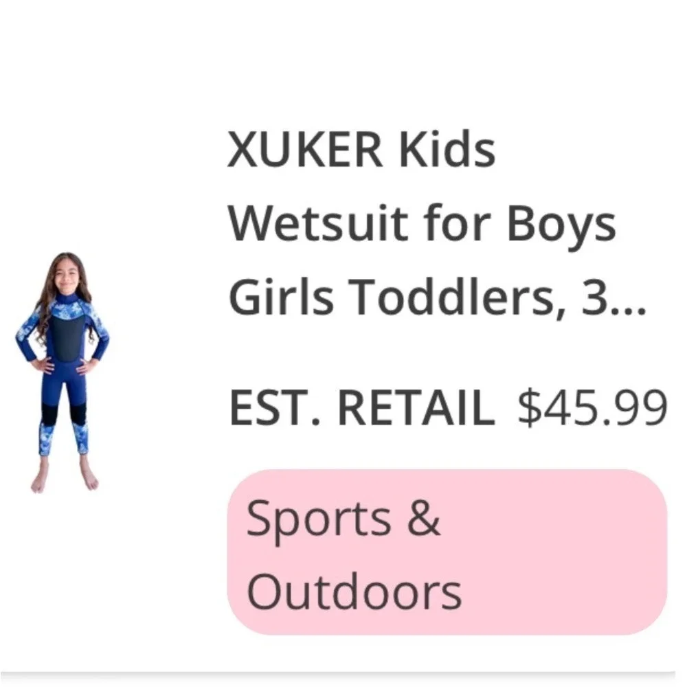 XUKER Wetsuit Kids Size 2 Blue Excellent Floral Print 2mm Neoprene Front Zip